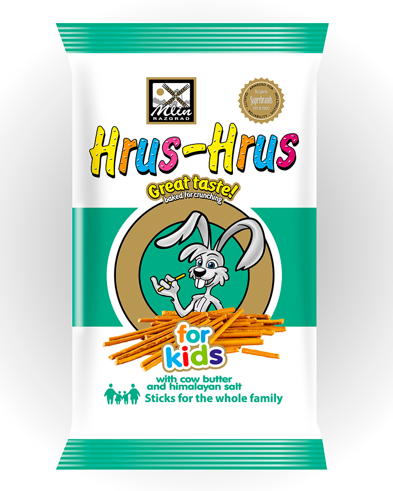 Pretzel sticks „HRUS-HRUS” for children with butter and Himalayan salt
